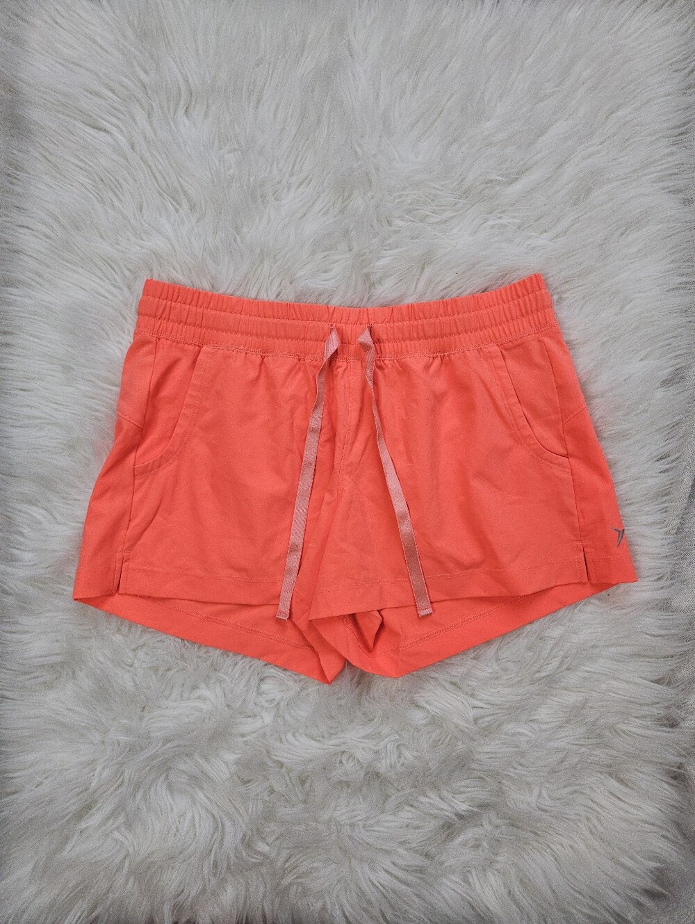 Old Navy Neon Pink Track Shorts Coral Running Drawstring Gym Size Small Women's
